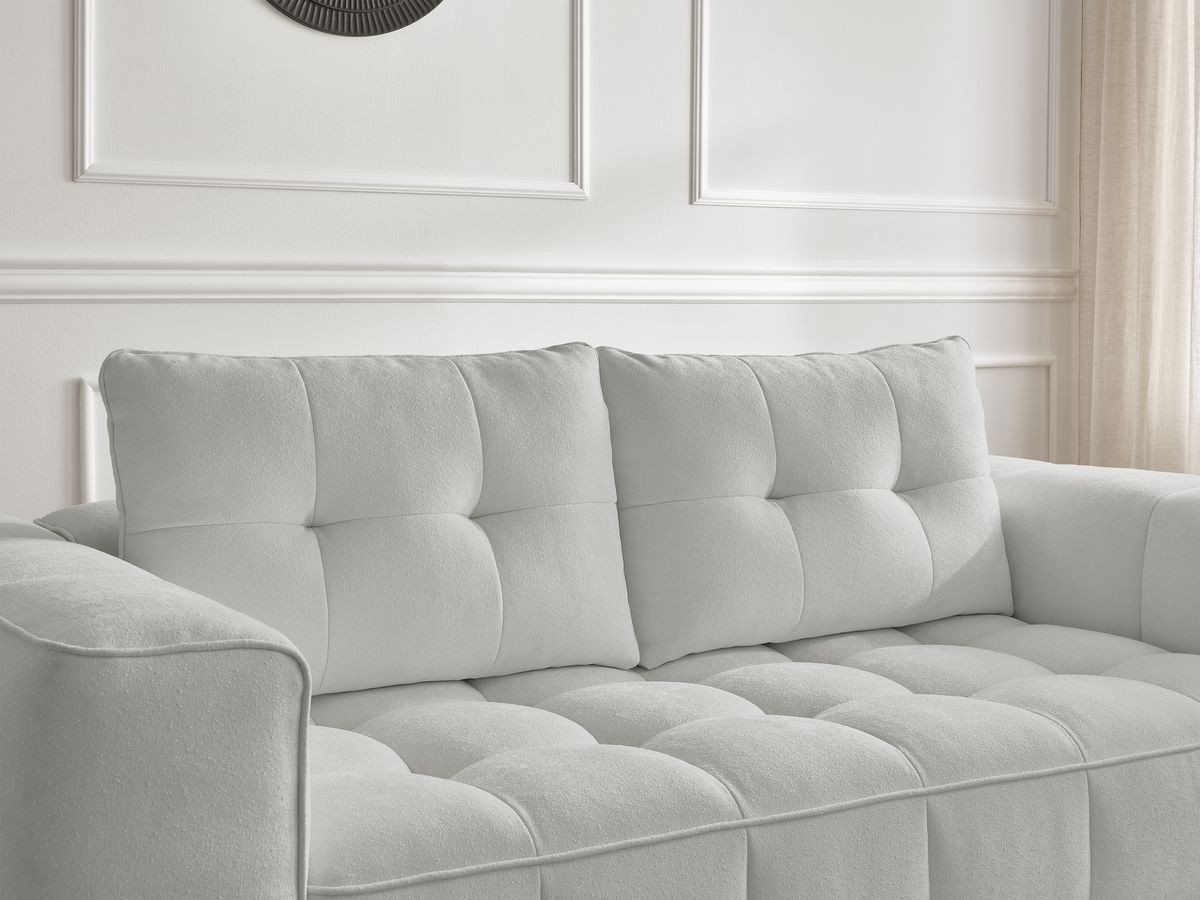 Bobochic Anis Sofa-Set 3- und 2-Sitzer mit Pouf Strukturstoff Hellgrau