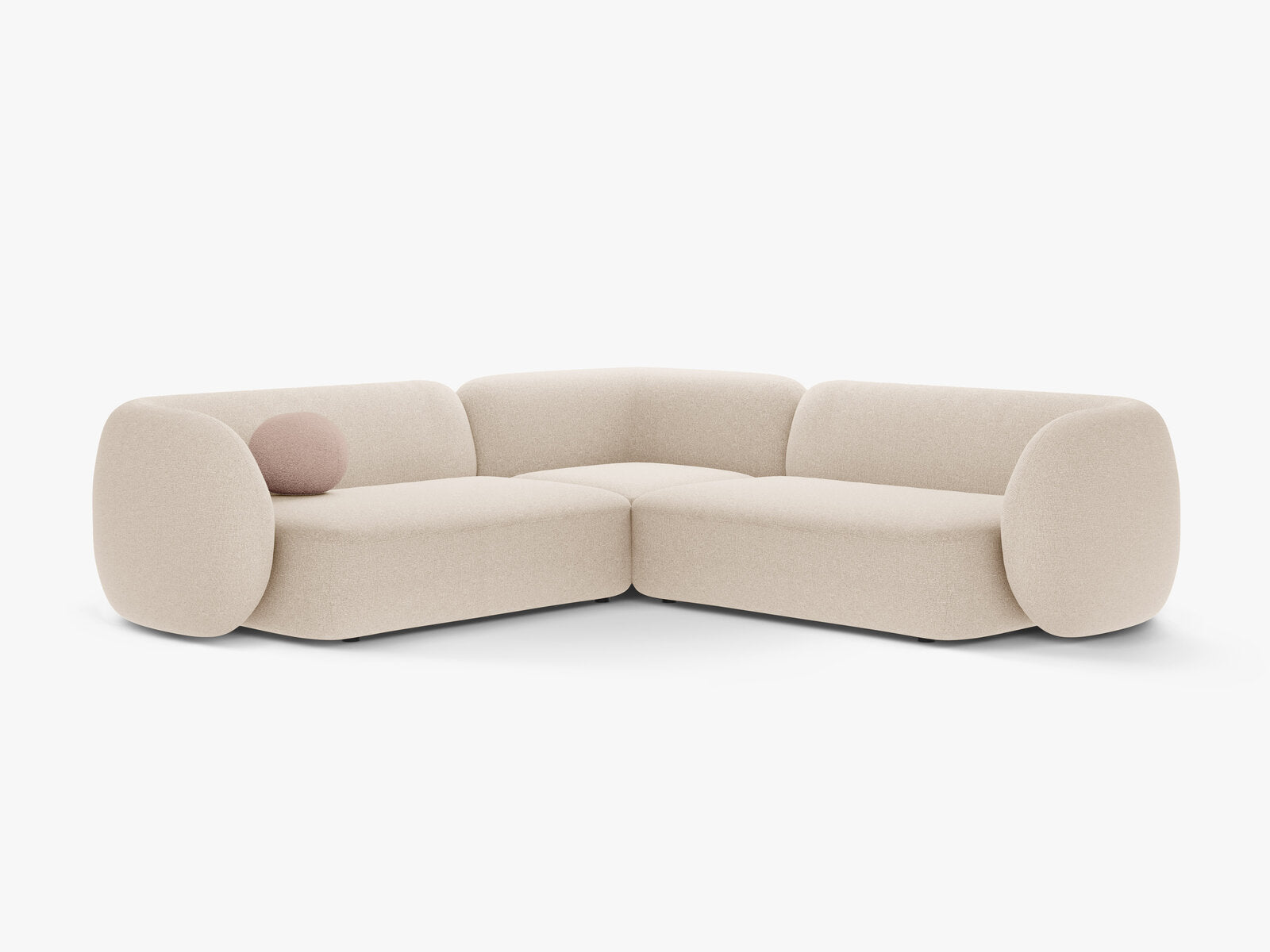 Micadoni Ecksofa Kate 5-Sitzer Strukturierter Stoff Hellbeige Melange