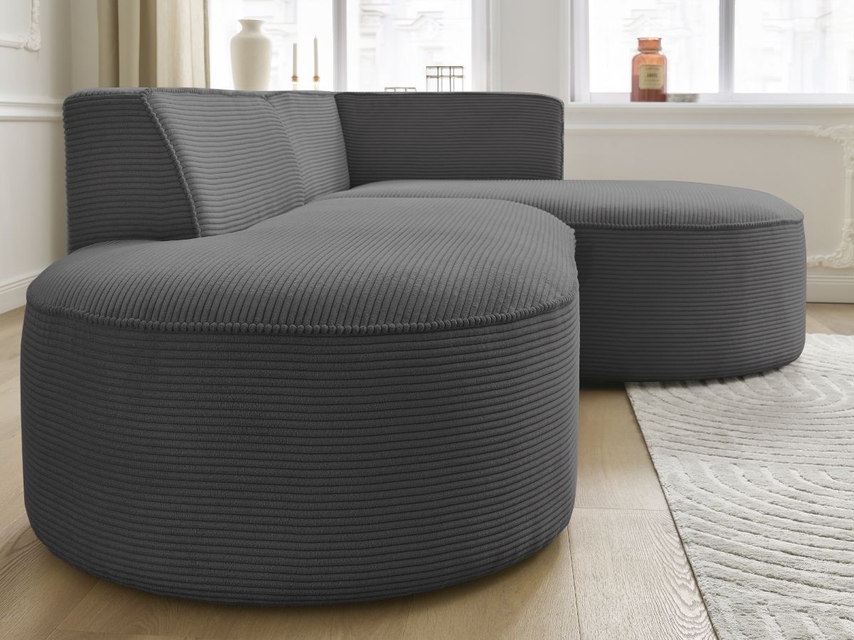 Bobochic Rousseau Ecksofa Cordsamt Dunkelgrau Ecke rechts