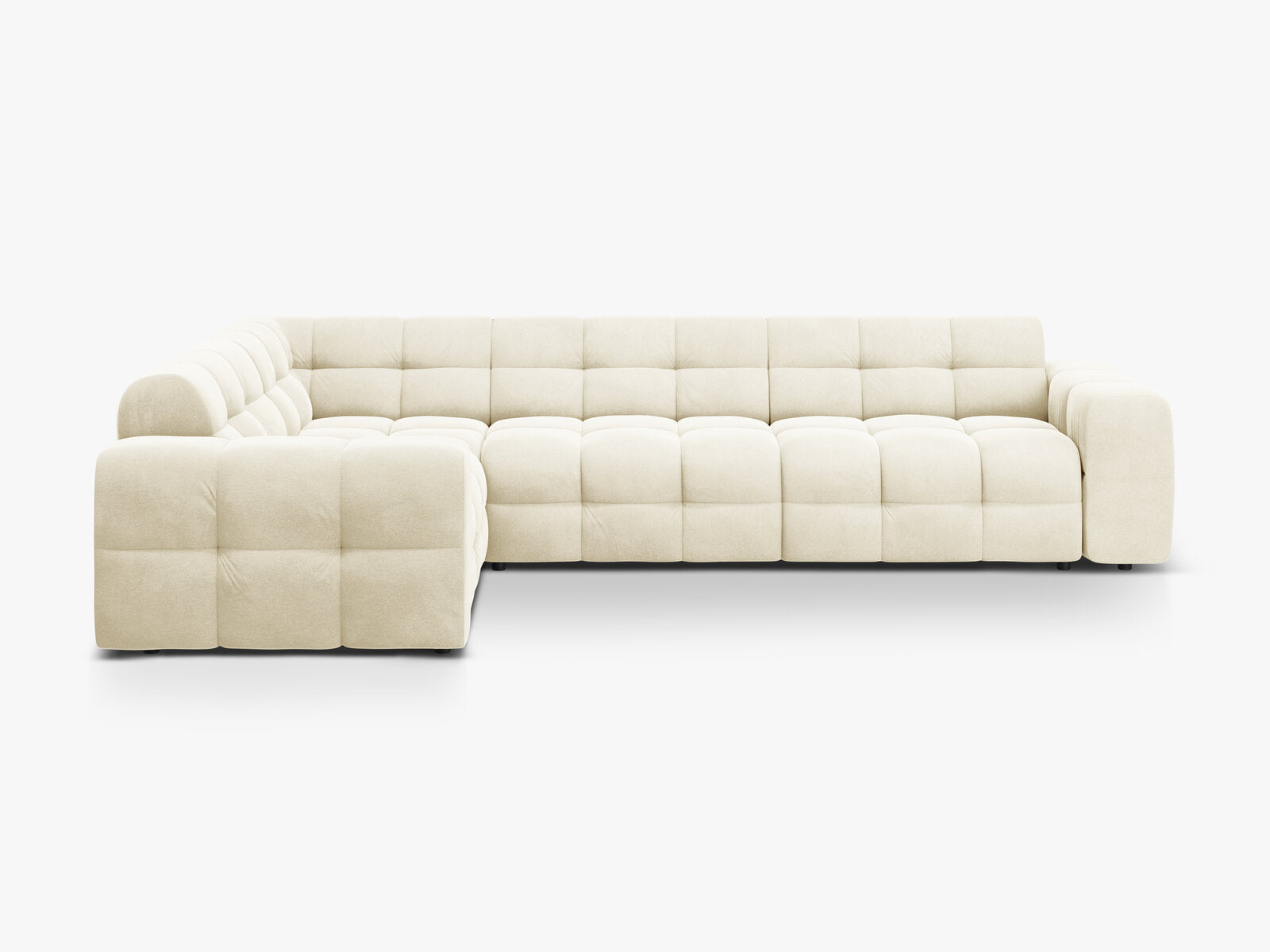 Micadoni Ecksofa Kendal 6-Sitzer Links Samt Elfenbein