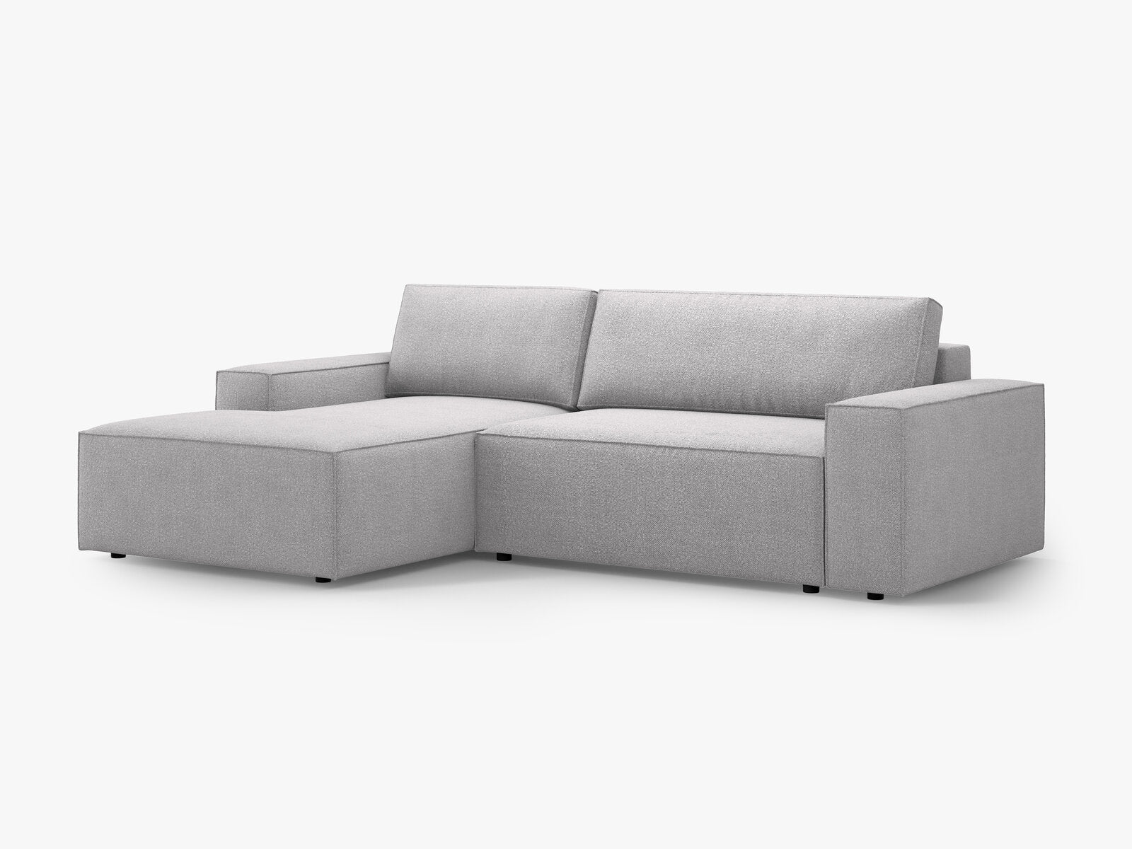 Micadoni Schlaf-Ecksofa Jodie 3-Sitzer Links Boucle Hellgrau