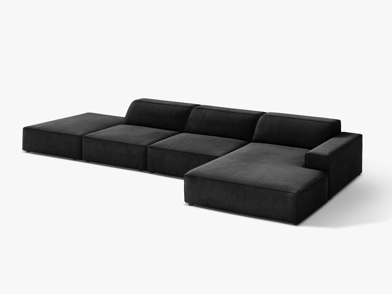Micadoni Ecksofa Jodie 5-Sitzer Samt Venus Schwarz Rechts