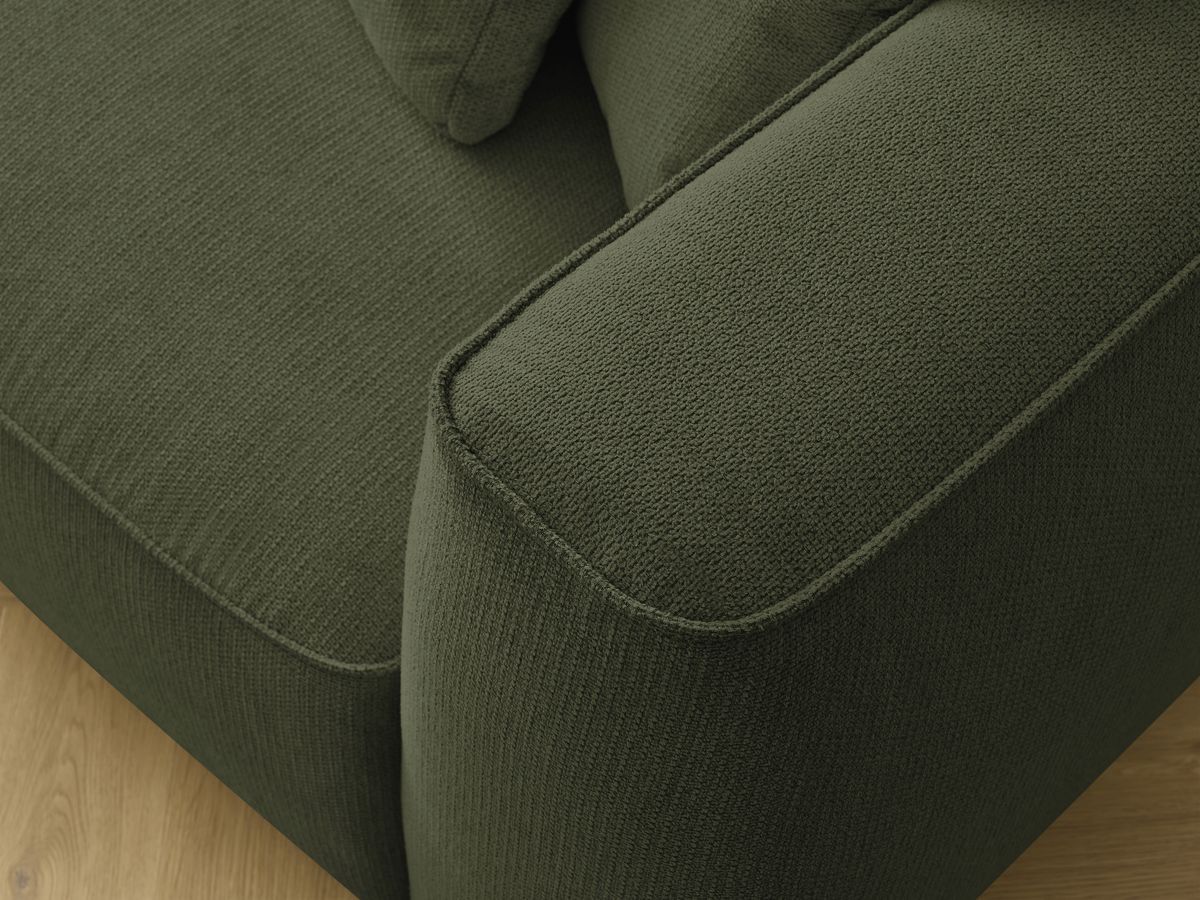 Bobochic Leopold Sofa 4-Sitzer mit Pouf Melange-Stoff Dunkelgrün Armlehne rechts