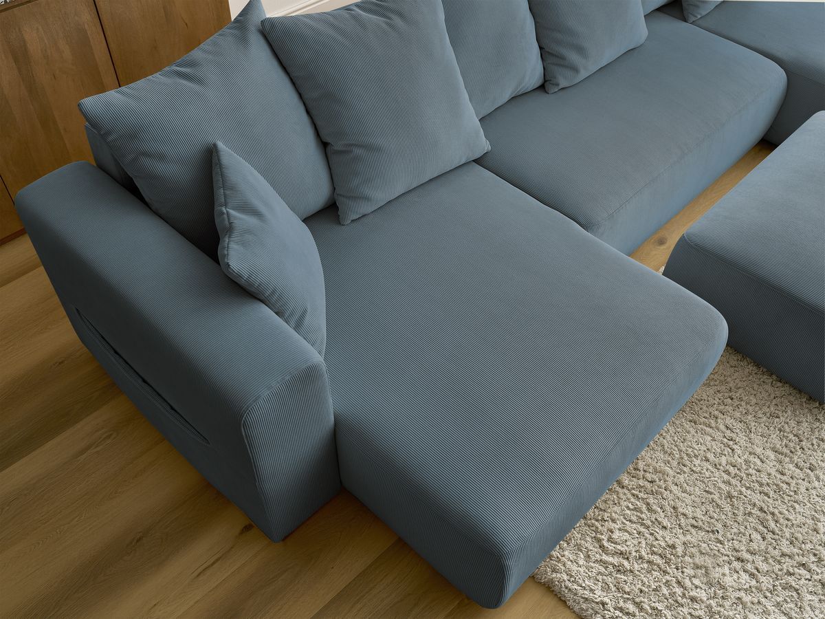 Bobochic Sidonie Wohnlandschaft mit Pouf Cordsamt Dunkelblau