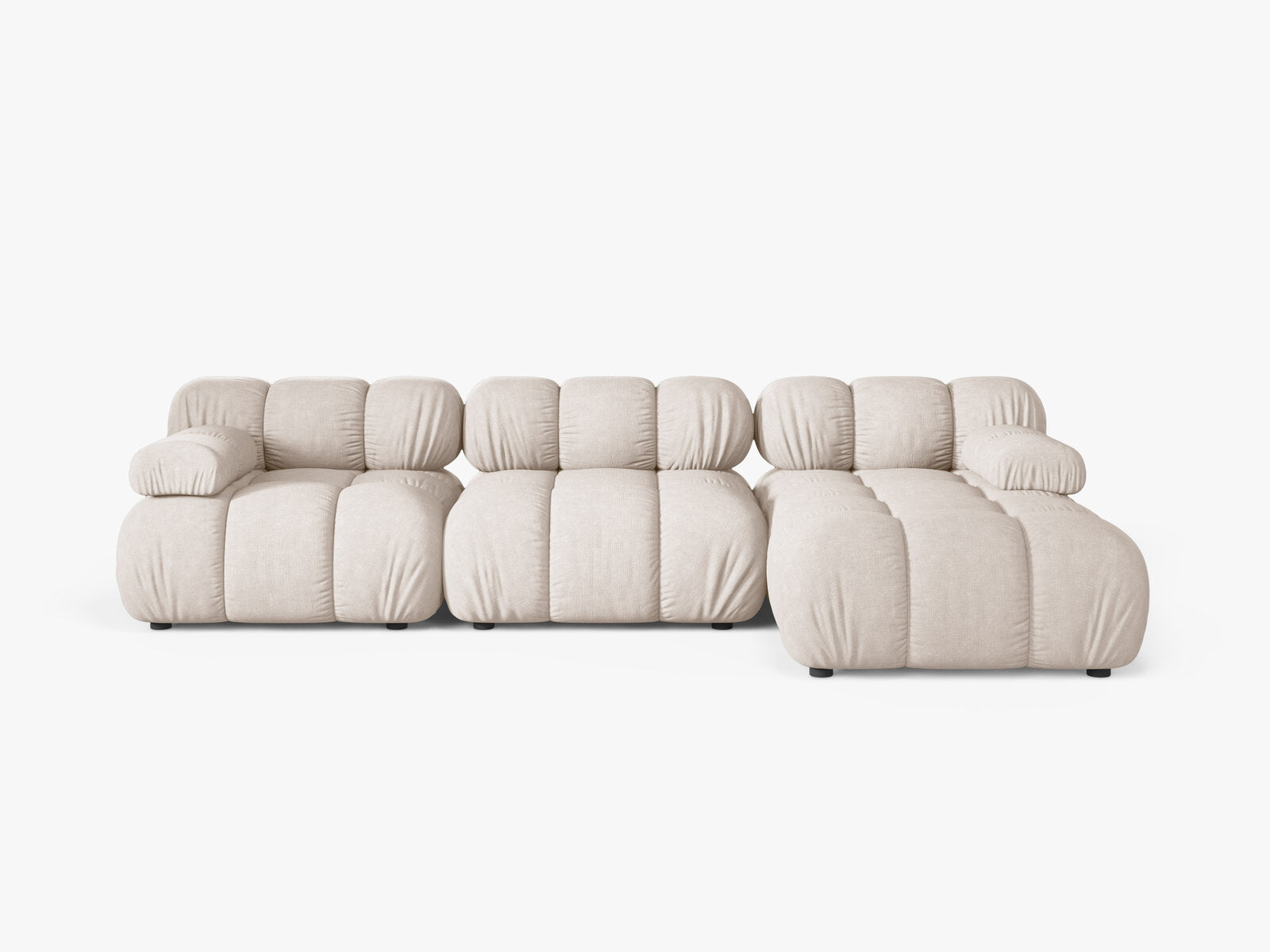 Micadoni Modulares Ecksofa Bellis 4-Sitzer Rechts Strukturierter Stoff Liberty Beige