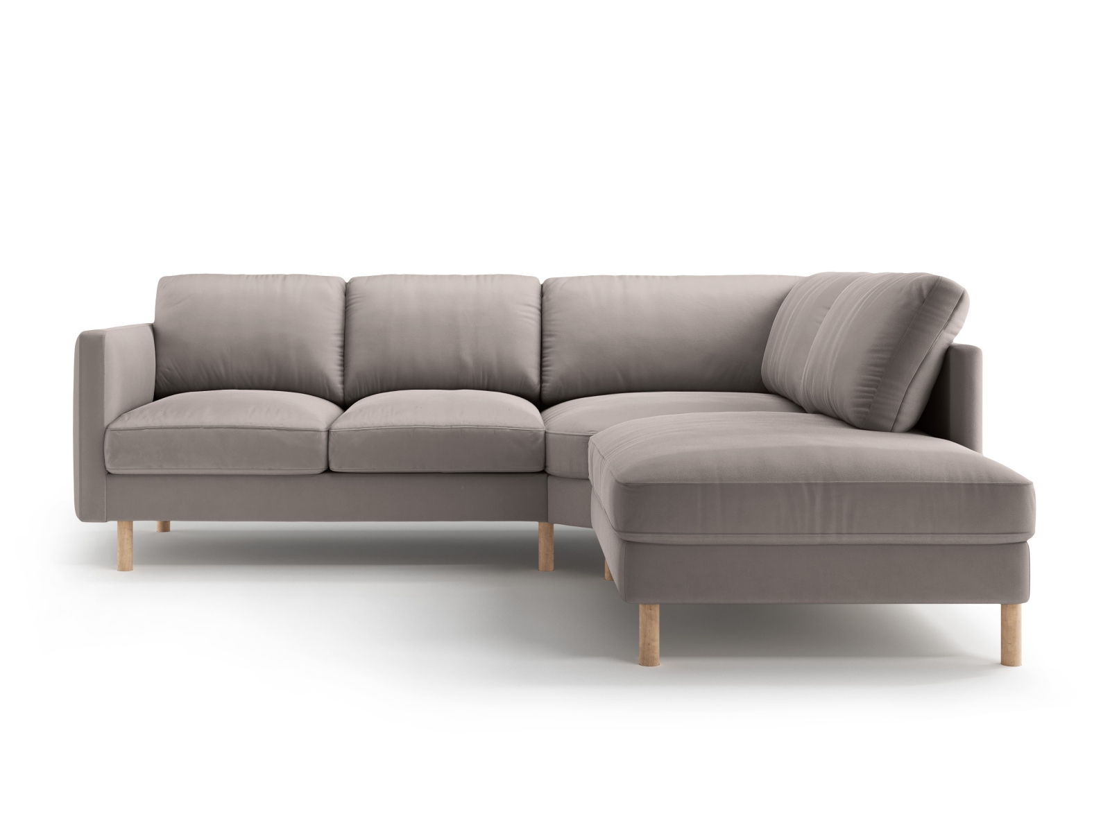 Micadoni Symmetrisches Ecksofa Eden 4-Sitzer Rechts Samt Warmes Grau