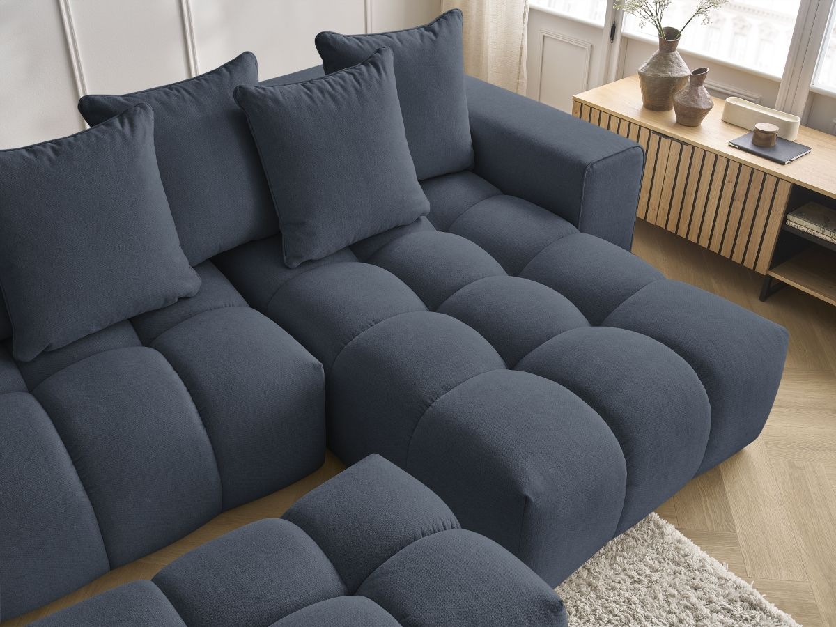 Bobochic Mont-blanc Wohnlandschaft mit Pouf Melange-Stoff Dunkelblau