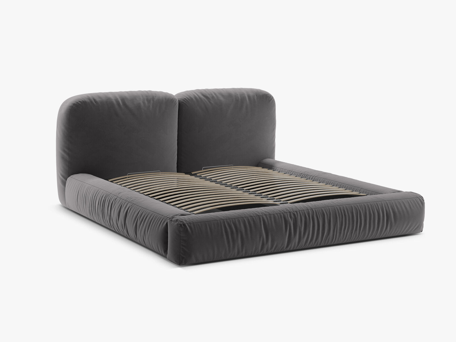 Micadoni Stauraumbett mit Kopfteil Martina Samt Vogue Grau 160x200