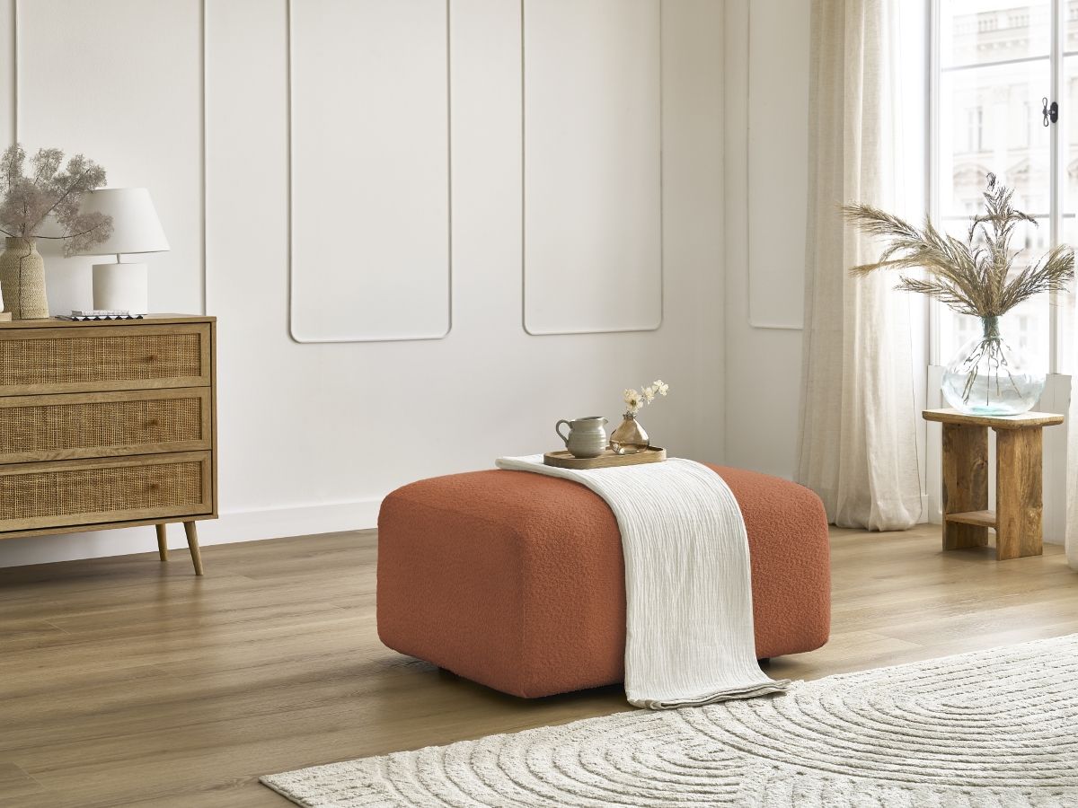 Bobochic Tina Pouf Bouclé-Stoff Orange