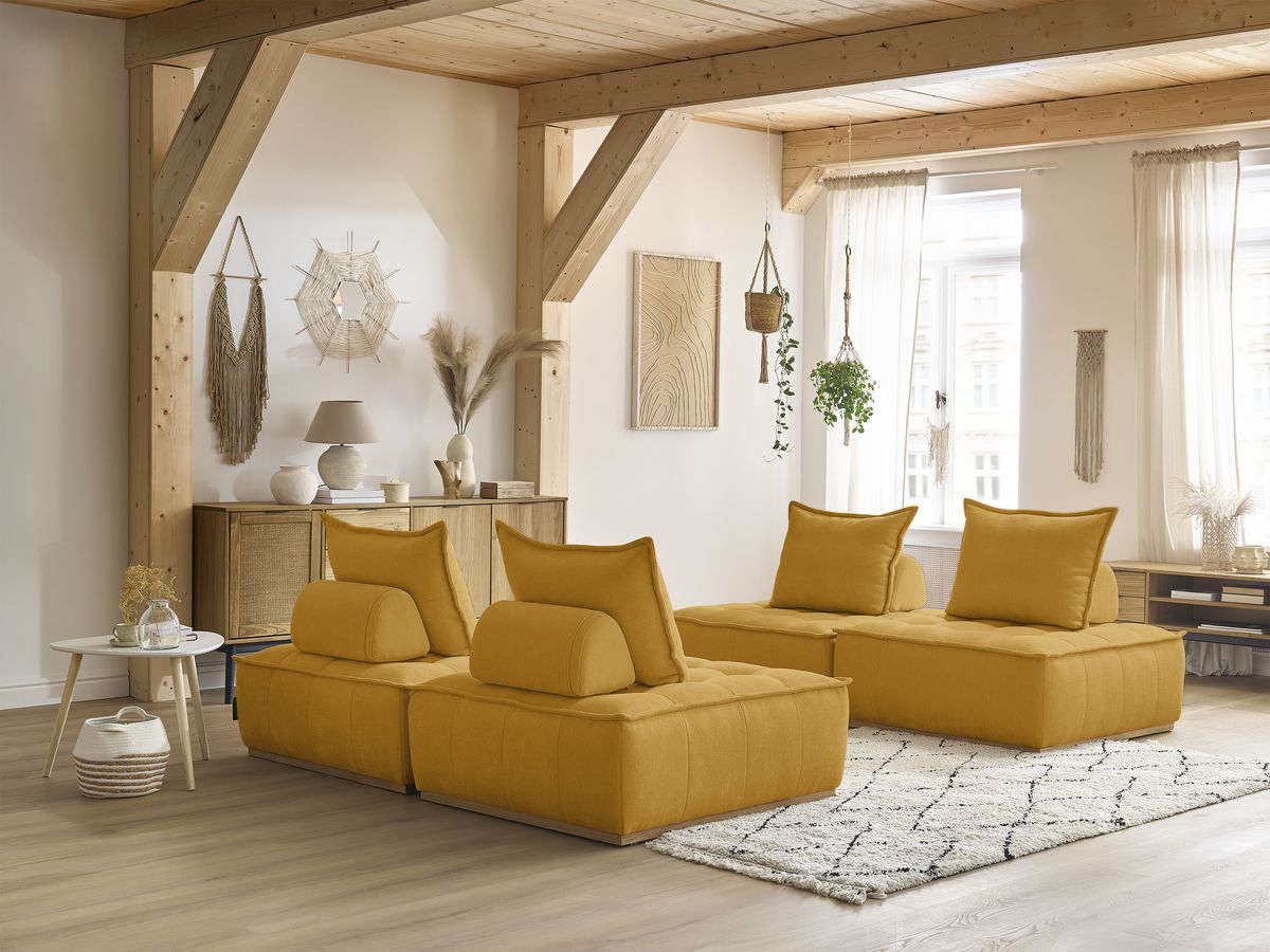 Bobochic Elisa Sofa 4-Sitzer Strukturstoff Gelb