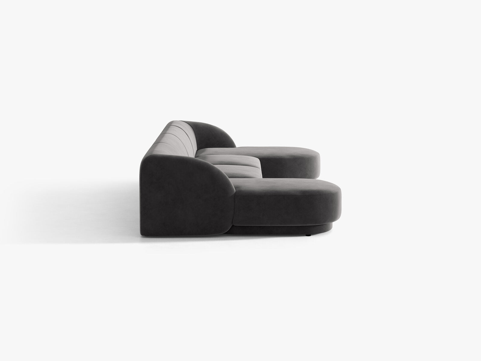 Micadoni Panorama-Sofa Miley 5-Sitzer Samt Bluvel Grau
