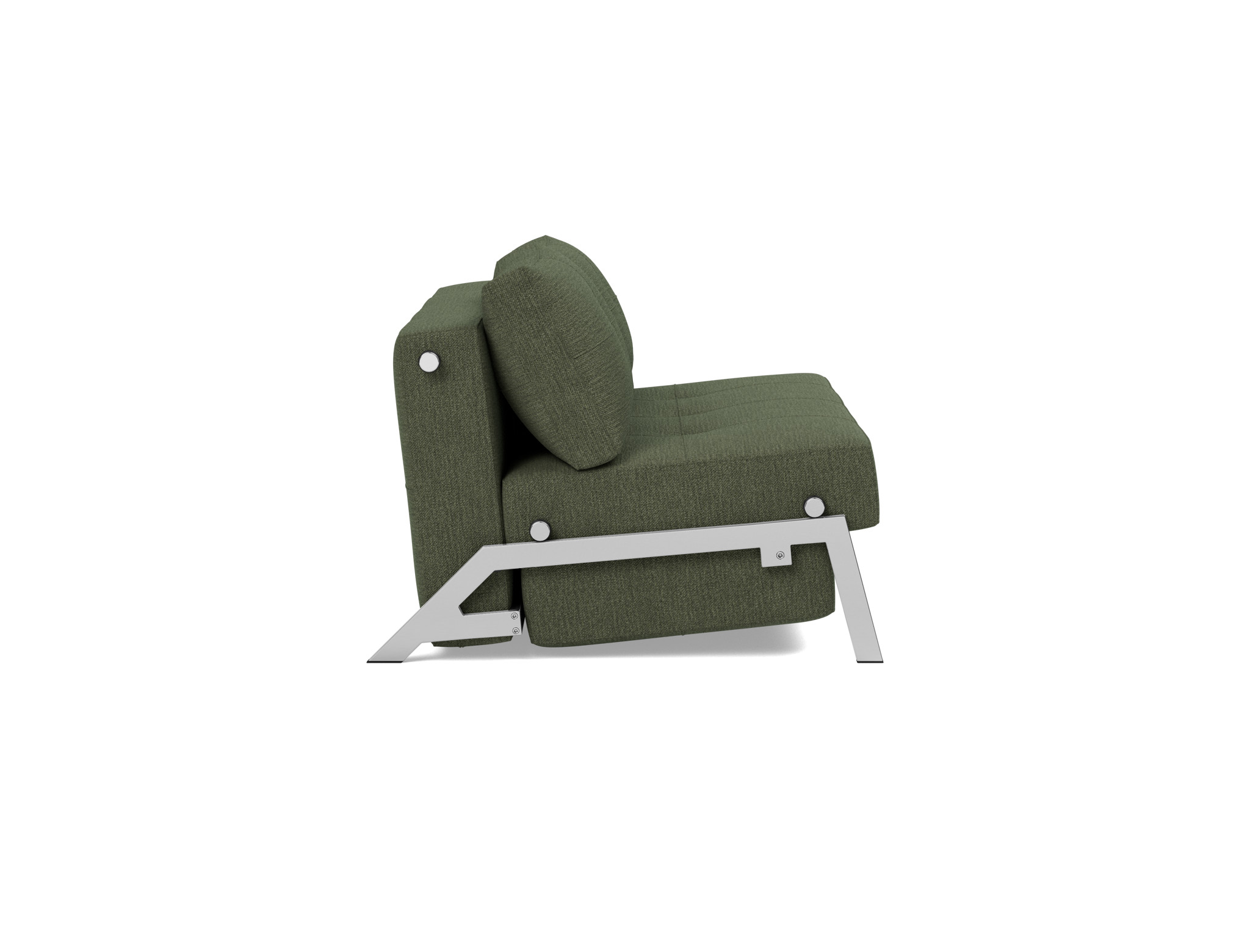Schlafsofa Cubed 140 Strukturierter Stoff Taura 353-Forest Beine Chrom