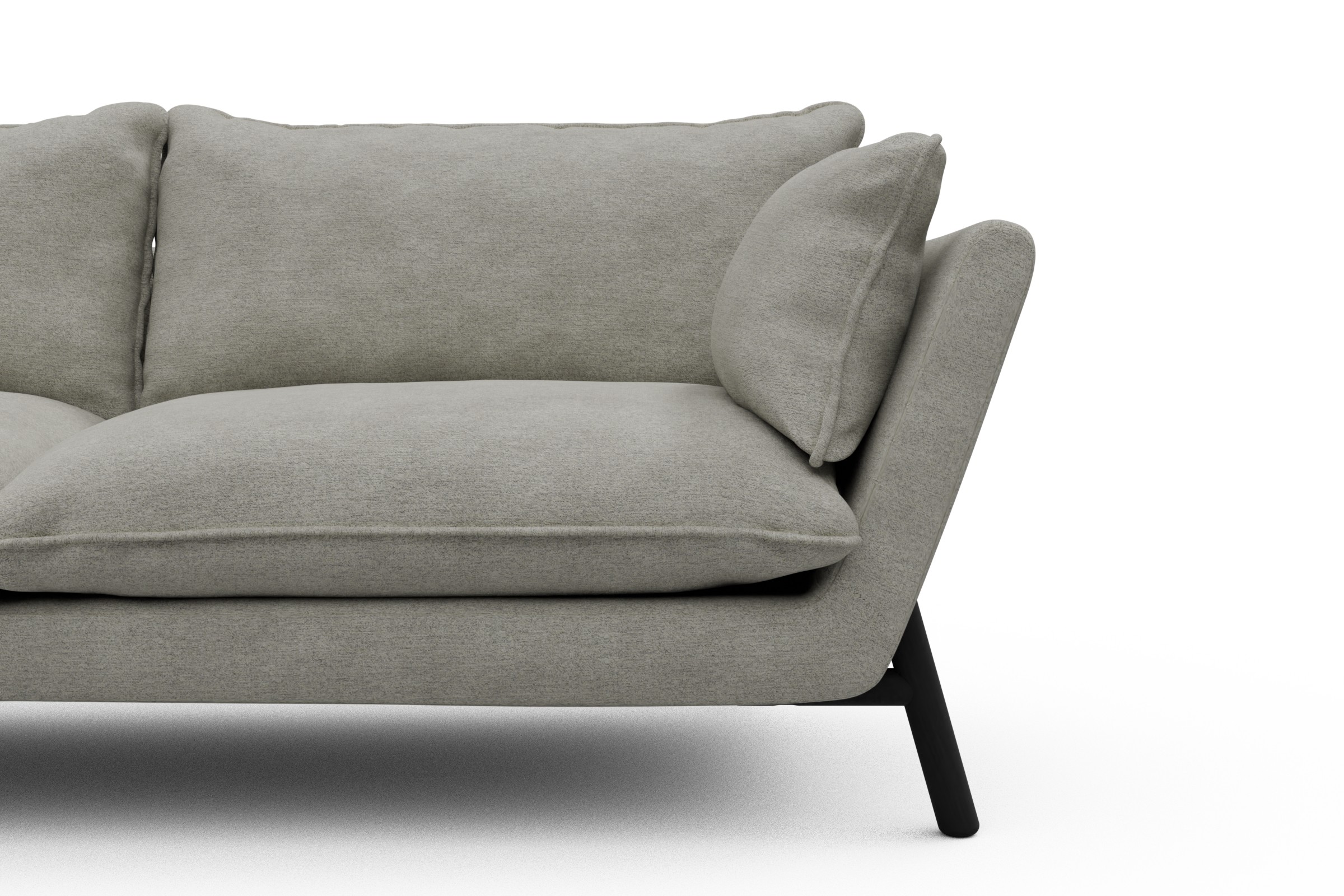 Sofa Emil Soft 2-Sitzer Beinfarbe Eiche Schwarz Boucle Carreno 773-Moon-Stone-White
