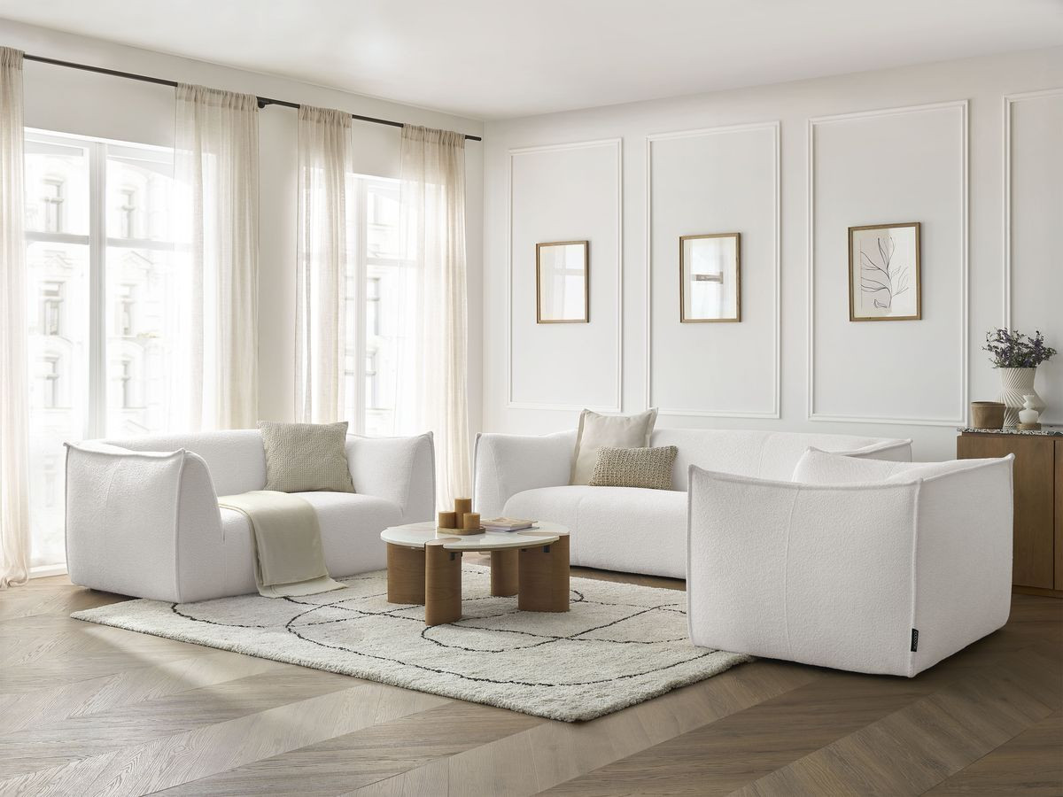 Bobochic Giorgia Sofa 5-Sitzer 534 × 100 cm Bouclé-Stoff Weiß