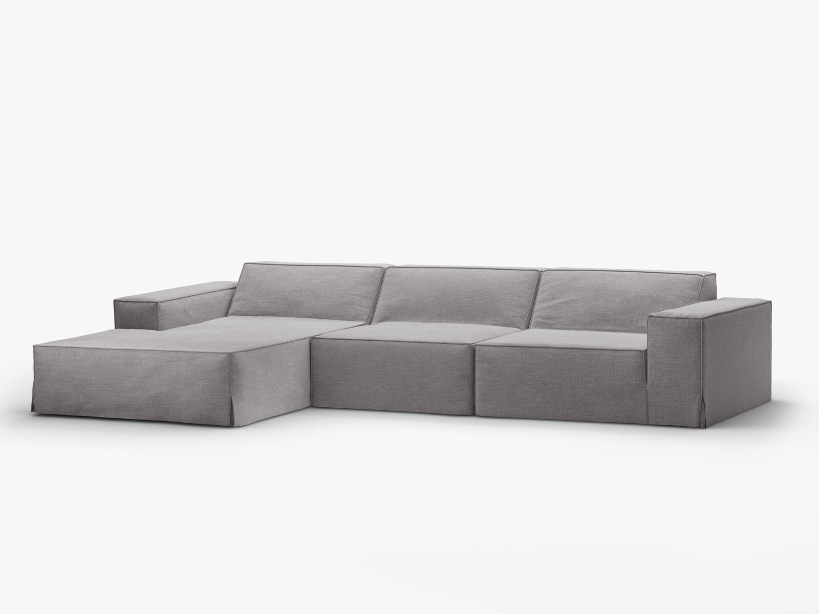 Micadoni Ecksofa Jodie 4-Sitzer Links Strukturierter Stoff Lins Warmes Grau