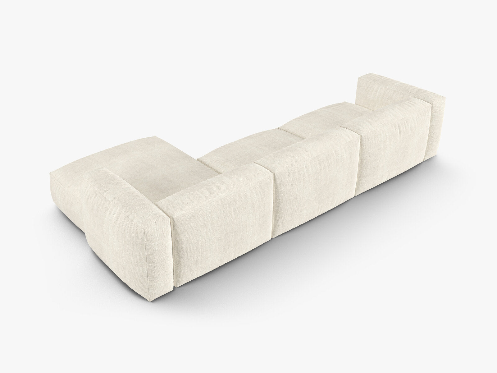 Micadoni Ecksofa Martina 3-Sitzer 90cm Sitztiefe Rechts Boucle Monet Elfenbein