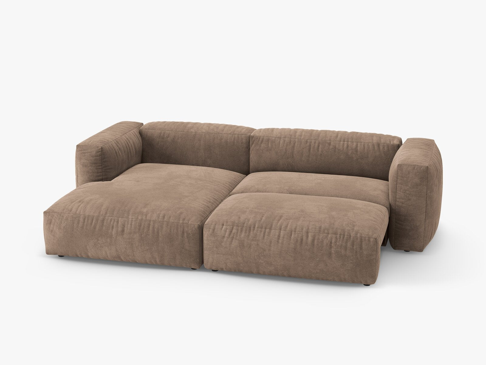Micadoni Martina Ecksofa 4-Sitzer mit Schlaffunktion Links Samt Vogue Dunkelbeige