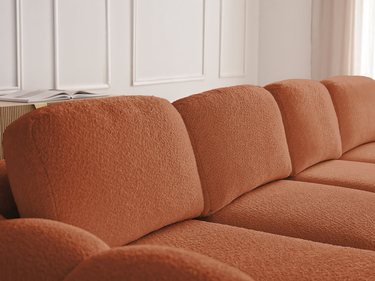 Bobochic Montaigne Schlafsofa 3-Sitzer mit Bettkasten Bouclé-Stoff Orange