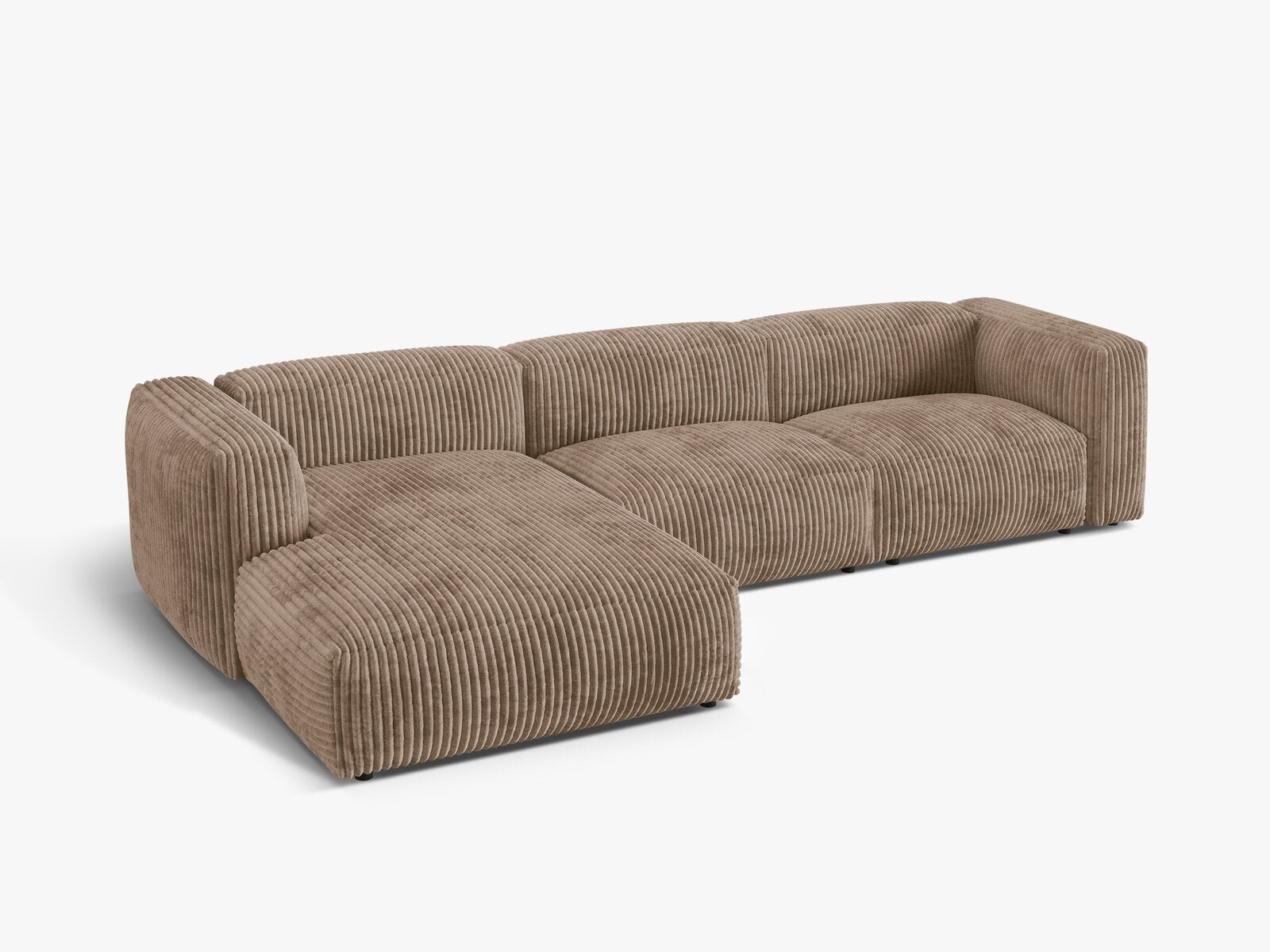 Micadoni Ecksofa Martina 3-Sitzer Links Kord Tilia Eichel