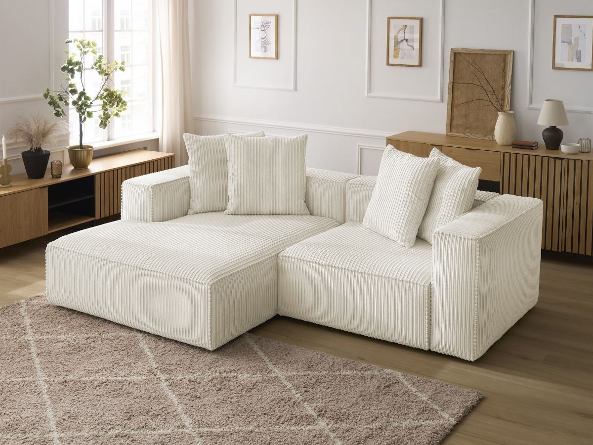 Bobochic Nina Ecksofa Cordsamt Beige Ecke links