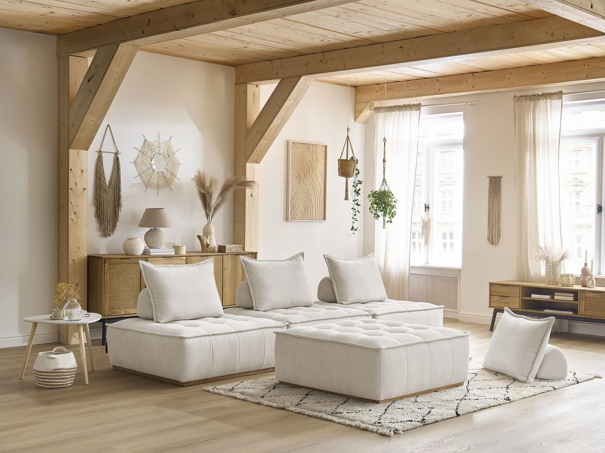 Bobochic Elisa Sofa 4-Sitzer Strukturstoff Weiß