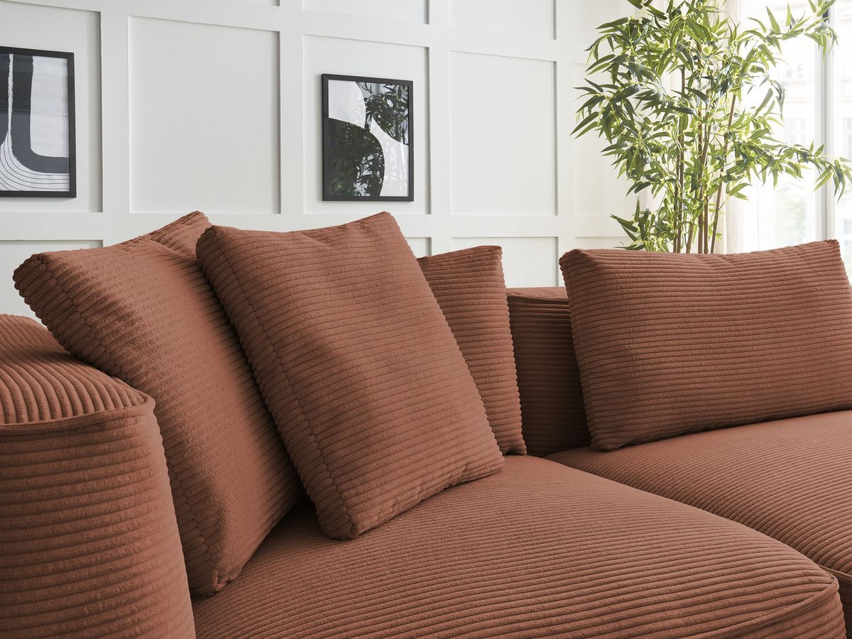 Bobochic Leopold Sofa 3-Sitzer Cordsamt Orange Armlehne links