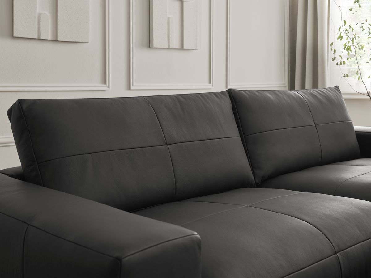 Bobochic Leonard Sofa 3-Sitzer 274 × 109 cm Leder Schwarz