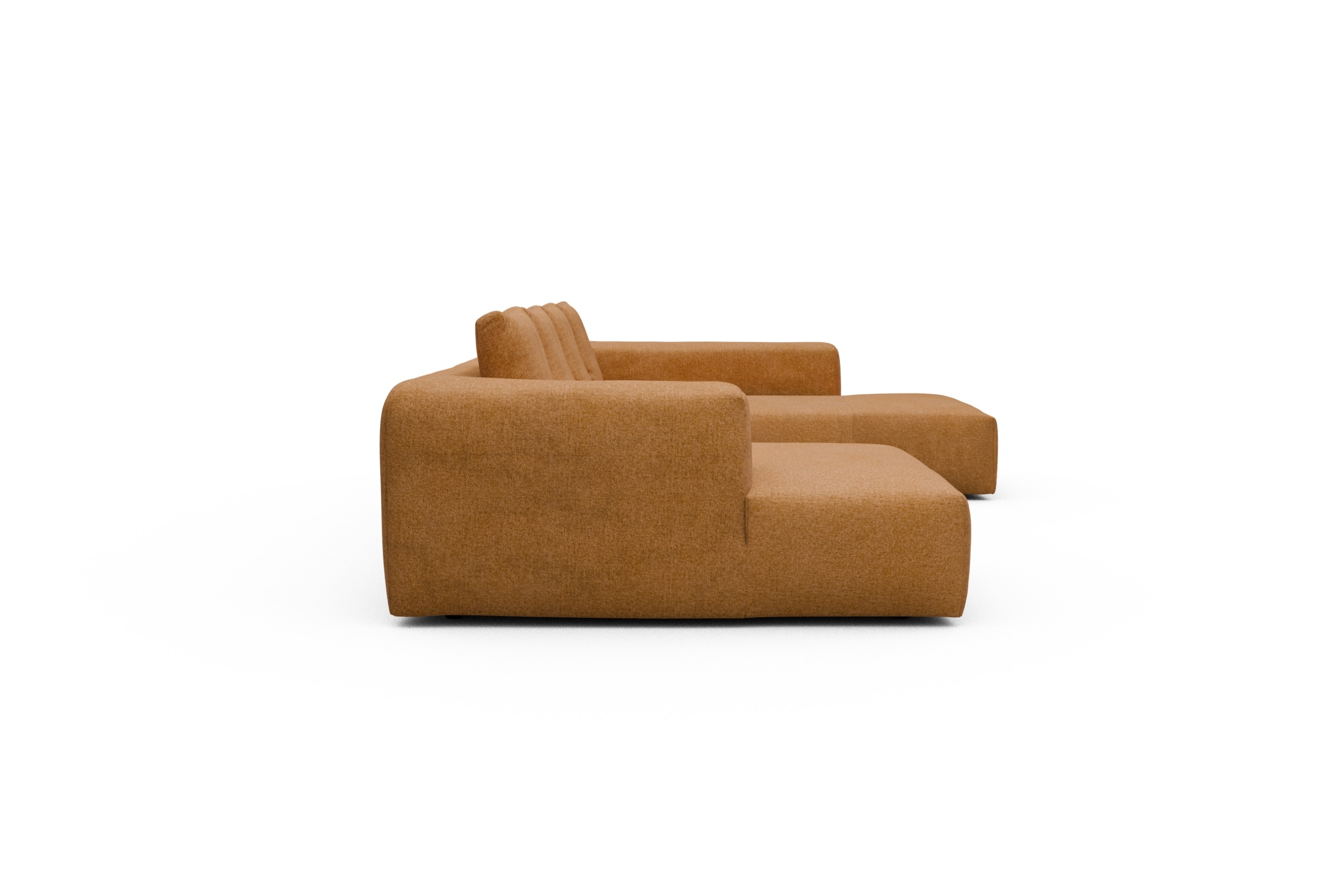 Wohnlandschaft Fred Relax-Ecke rechts mit 2-Sitzer und Chaiselongue links Strukturierter Stoff Casone 497-Warm-Yellow