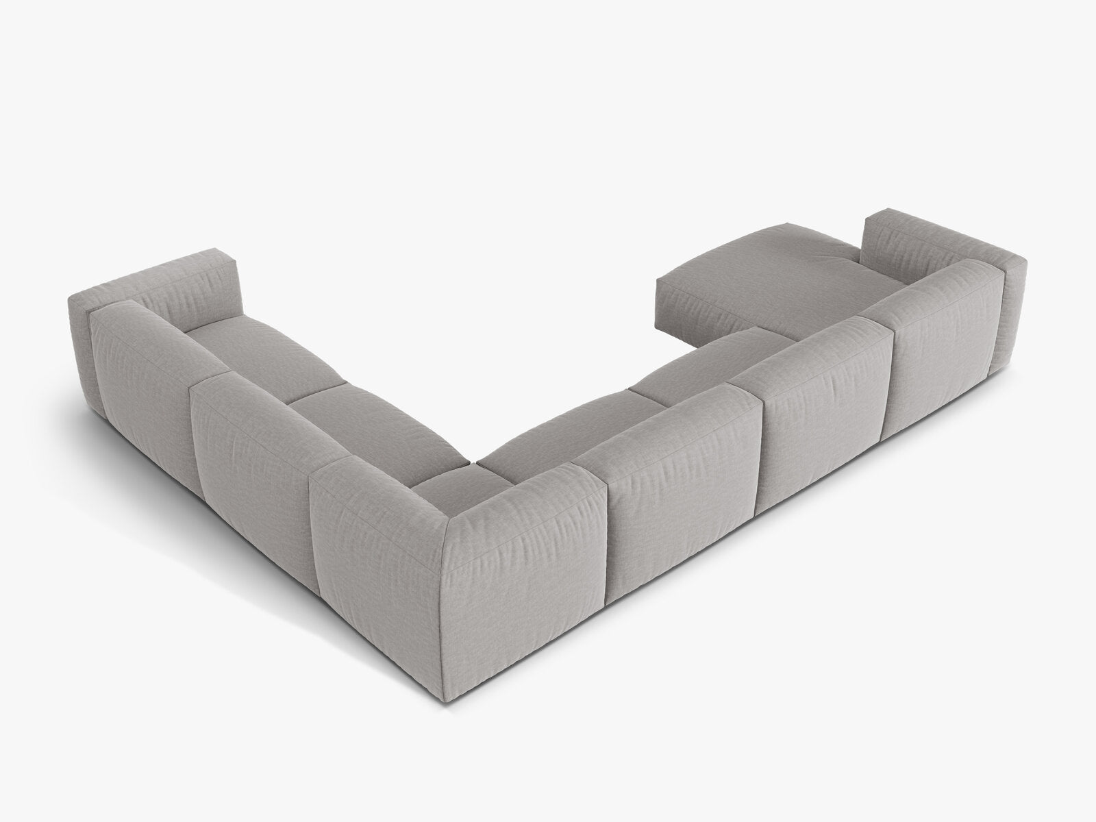 Micadoni modulares Ecksofa XL Martina 6-Sitzer Rechts Strukturierter Stoff Boston Hellgrau