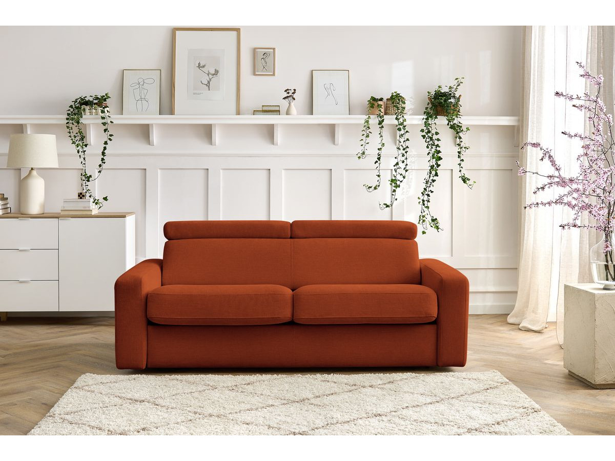 Bobochic Monaco Schlafsofa 3-Sitzer Stoff Orange, Liegefläche 140 × 190 cm