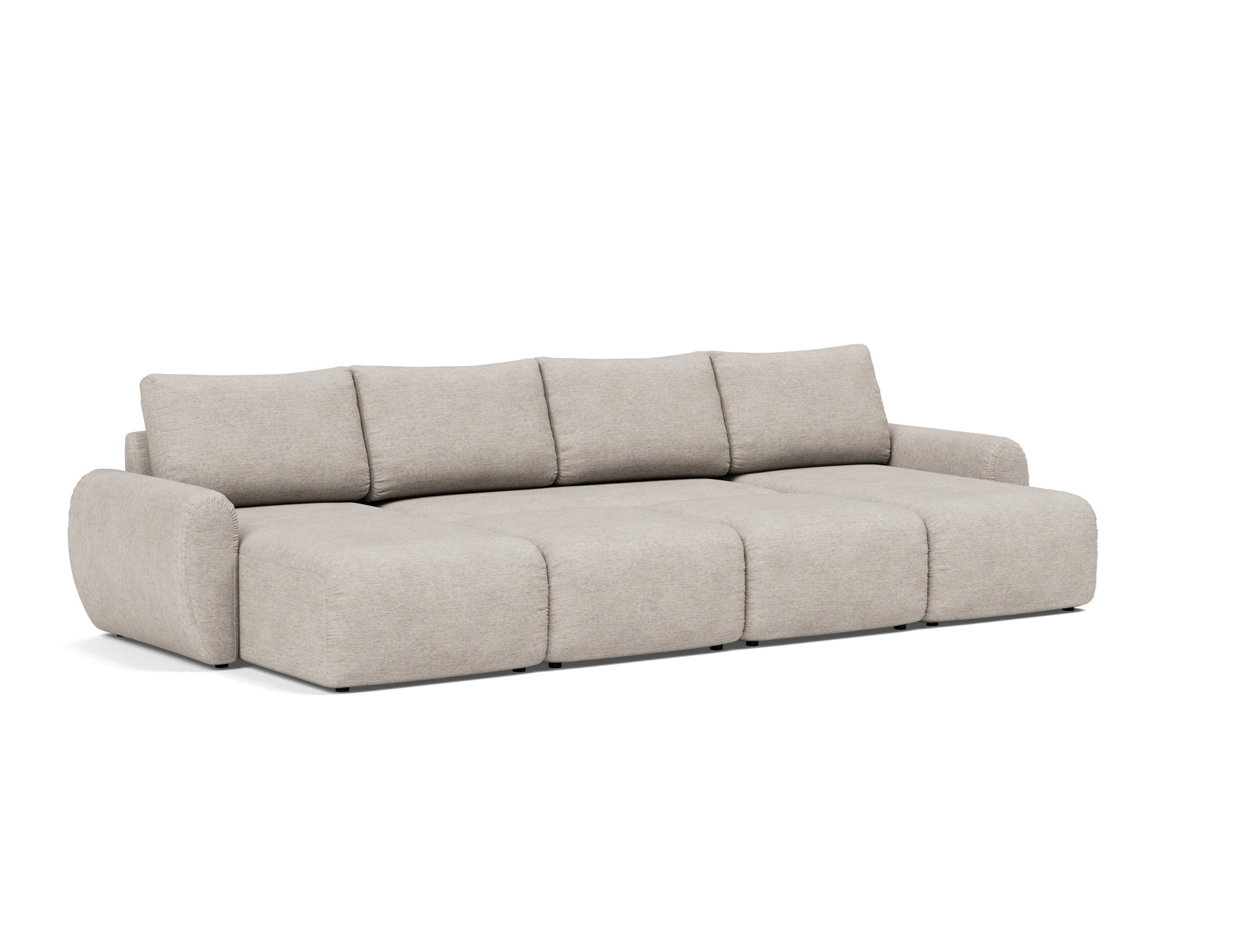 Schlafsofa Norum U-Form mit Curve-Armlehnen Chenille Yuveno 471-Sand