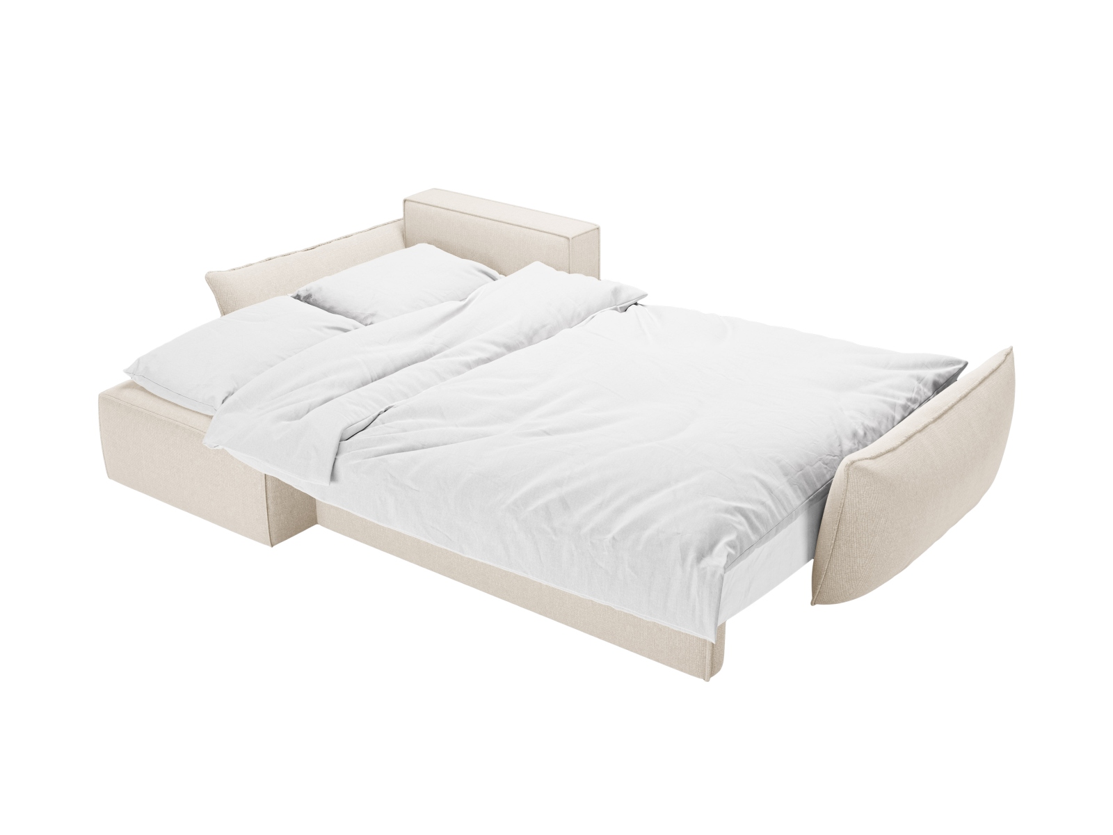 Micadoni Ecksofa Kaelle 4-Sitzer mit Schlaffunktion Links Chenille Helles Beige