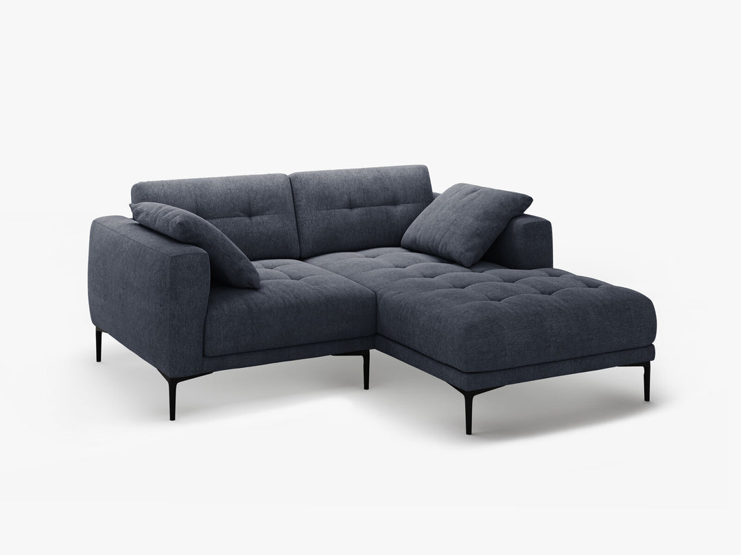 Micadoni Ecksofa Bemy 2-Sitzer Rechts Strukturierter Stoff Dunkelblau