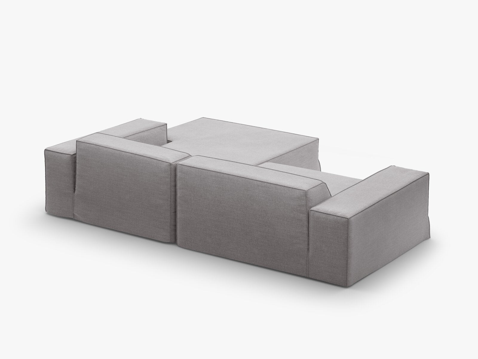 Micadoni Ecksofa Jodie 3-Sitzer Rechts Strukturierter Stoff Lins Warmes Grau