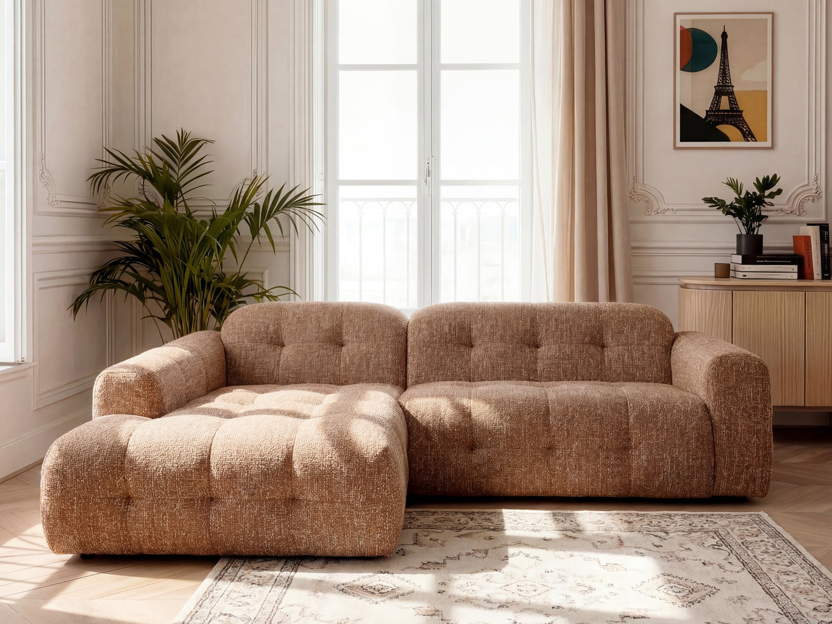 Bobochic Laura Ecksofa Melange-Stoff Orange Ecke links