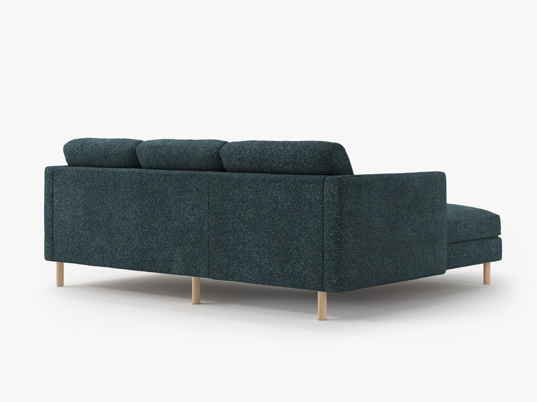 Micadoni Ecksofa Eden 3-Sitzer Links Strukturierter Stoff Grün Blau Melange