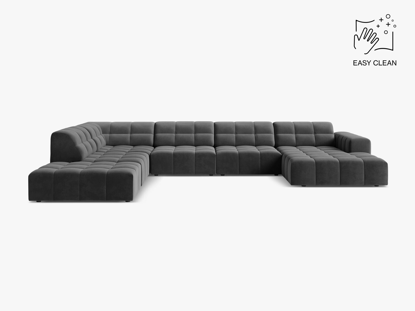 Micadoni Panorama Ecksofa Jennifer 7-Sitzer Links Samt Venus Grau