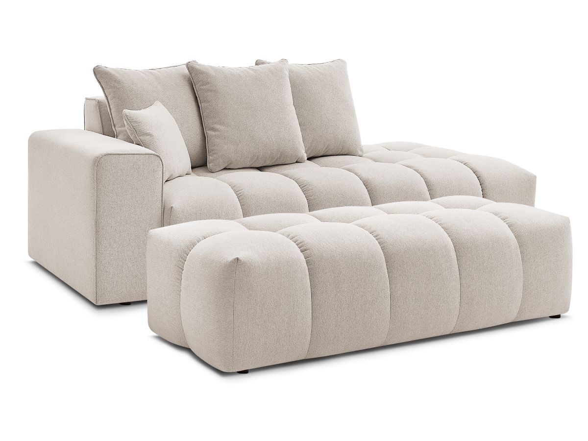 Bobochic Mont-blanc Sofa 5-Sitzer mit Pouf Melange-Stoff Beige Armlehne links