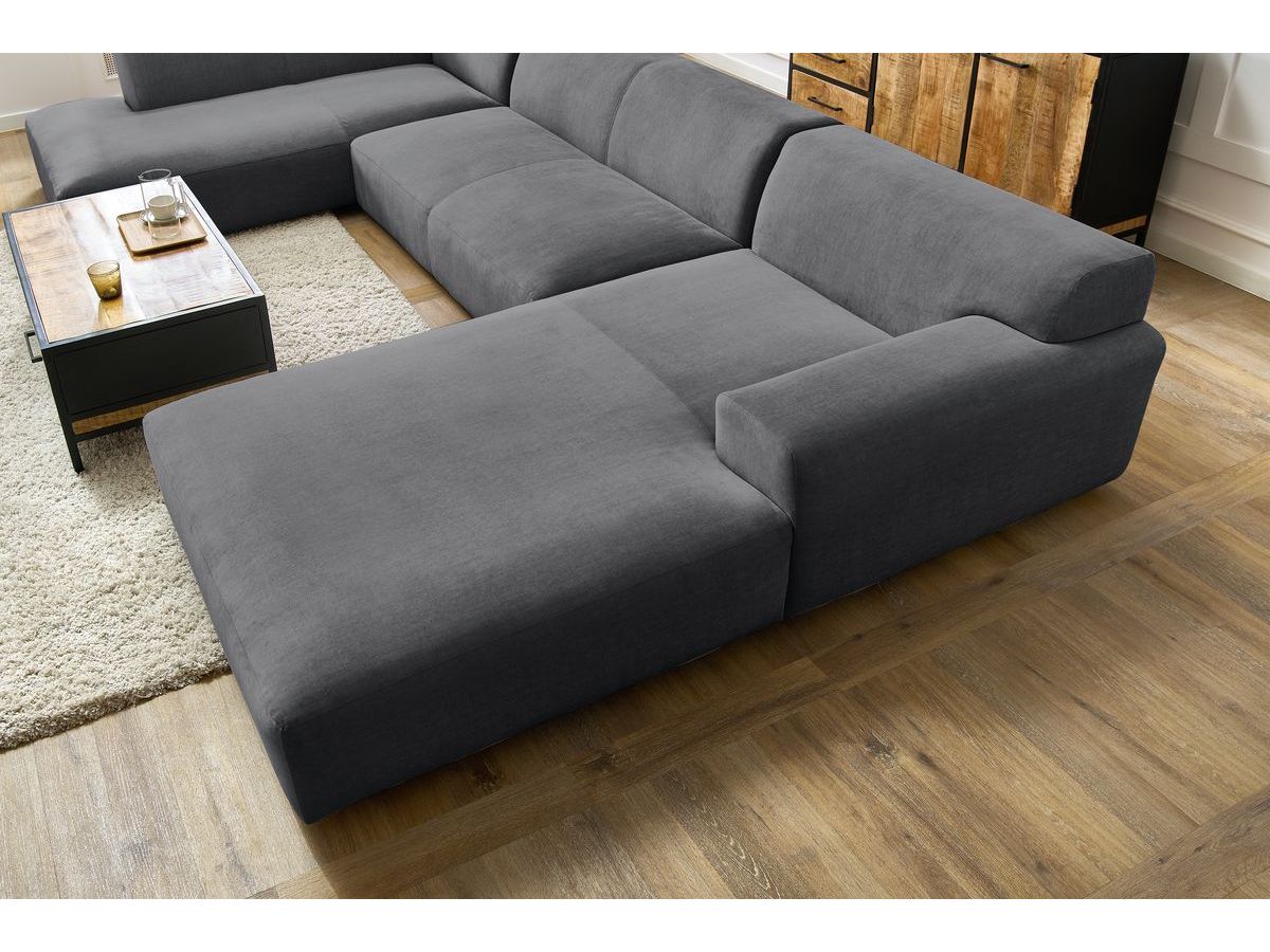 Bobochic Lavena Wohnlandschaft 399 × 220 cm Samt Dunkelgrau Ecke rechts