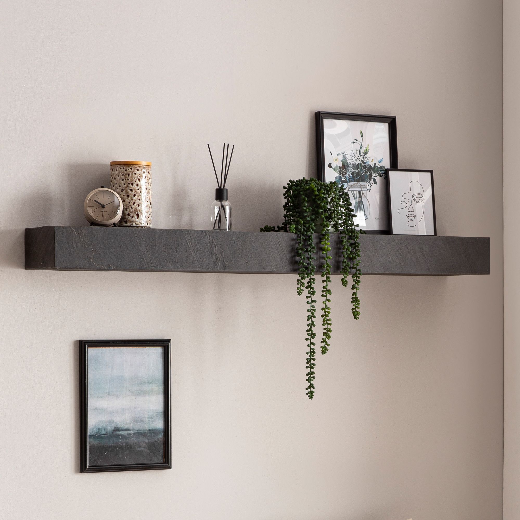 Wandregal Bodo Mango Massivholz Grau Breite 120 cm