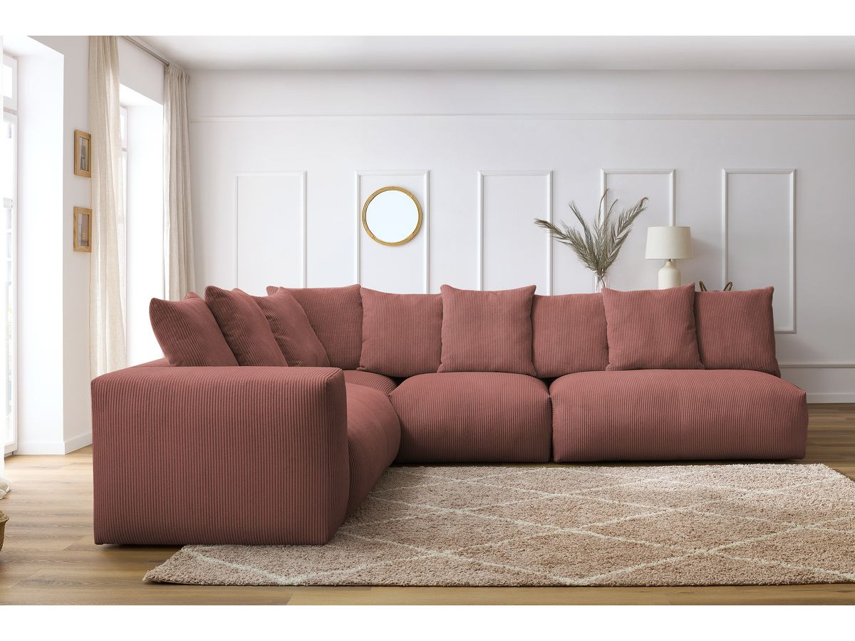 Bobochic Voltaire Ecksofa 322 × 268 cm Cordsamt Rosa Ecke links
