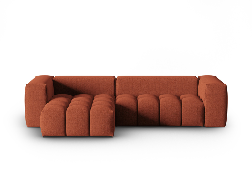 Cosmopolitan Design Ecksofa Verona 3-Sitzer Strukturierter Stoff Sorella Koralle Links