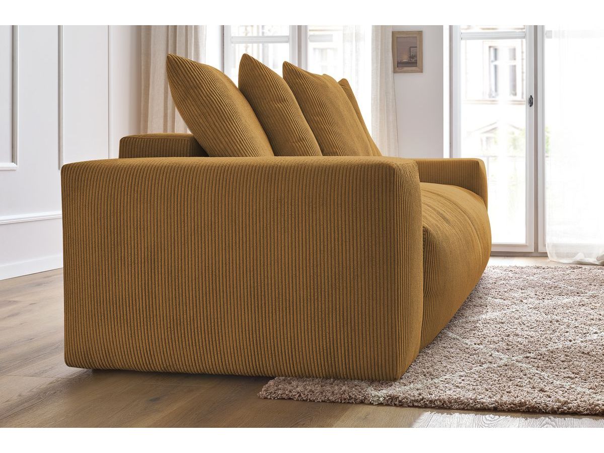 Bobochic Voltaire Schlafsofa 3-Sitzer mit Bettkasten Cordsamt Gelb