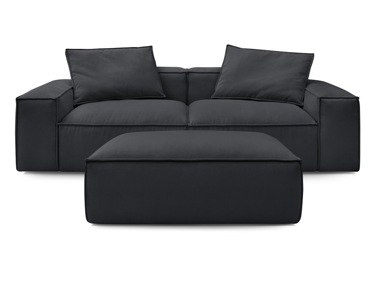 Bobochic Boheme Sofa 4-Sitzer mit Pouf Cordsamt Schwarz