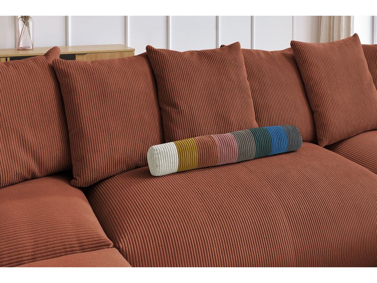 Bobochic Voltaire Wohnlandschaft mit Pouf 356 × 214 cm Cordsamt Orange Ecke rechts