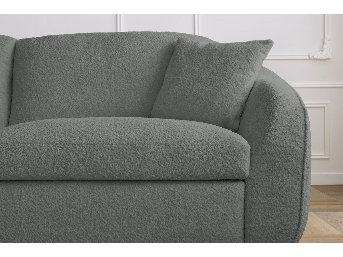 Bobochic Cezanne Schlafsofa 3-Sitzer Bouclé-Stoff Dunkelgrau, Liegefläche 140 × 194 cm
