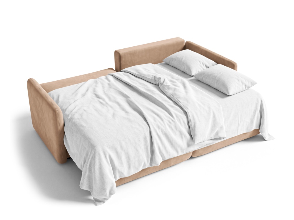 Cosmopolitan Design Ecksofa Monaco 3-Sitzer mit Schlaffunktion Samt Bluvel Beige Rechts