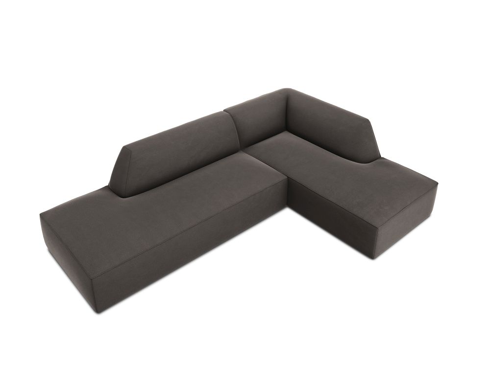 Cosmopolitan Design Ecksofa Siena 4-Sitzer offen Samt Salvador Dunkelgrau Rechts