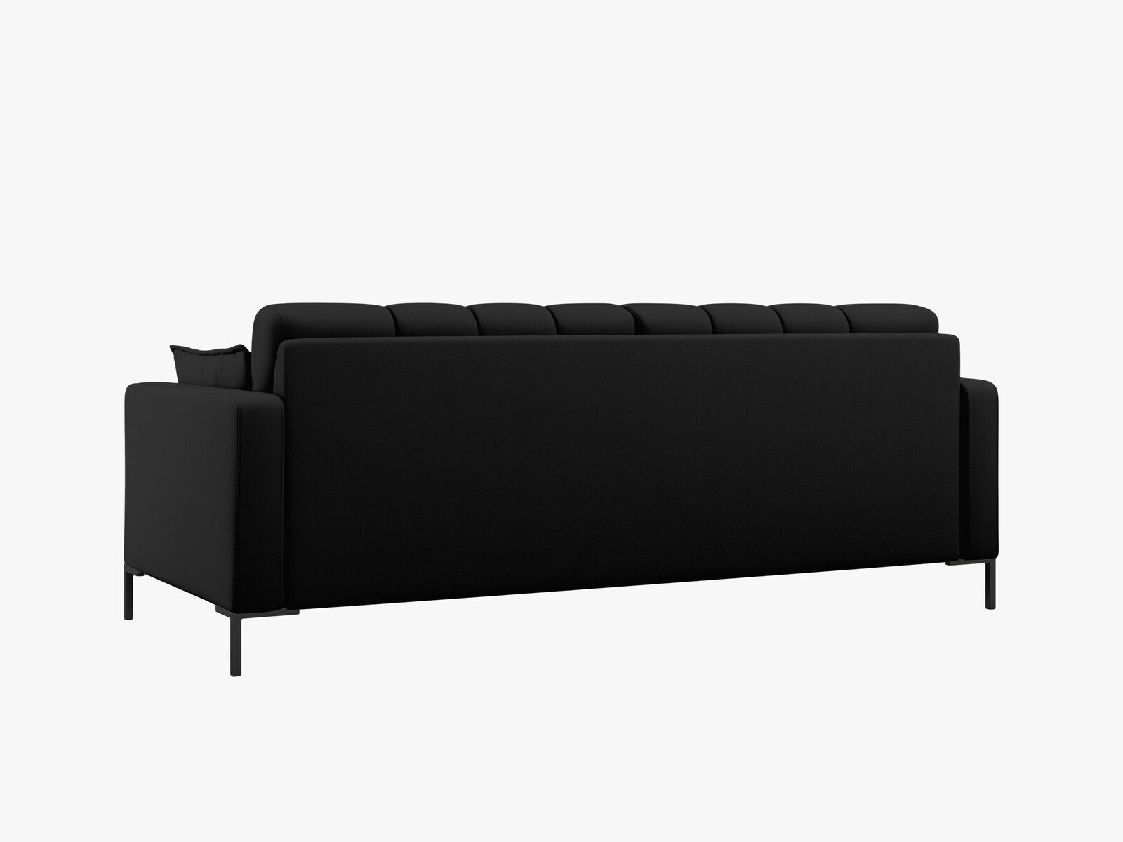 Micadoni Sofa Mamaia 4-Sitzer Strukturierter Stoff Neve Schwarz schwarze Beine