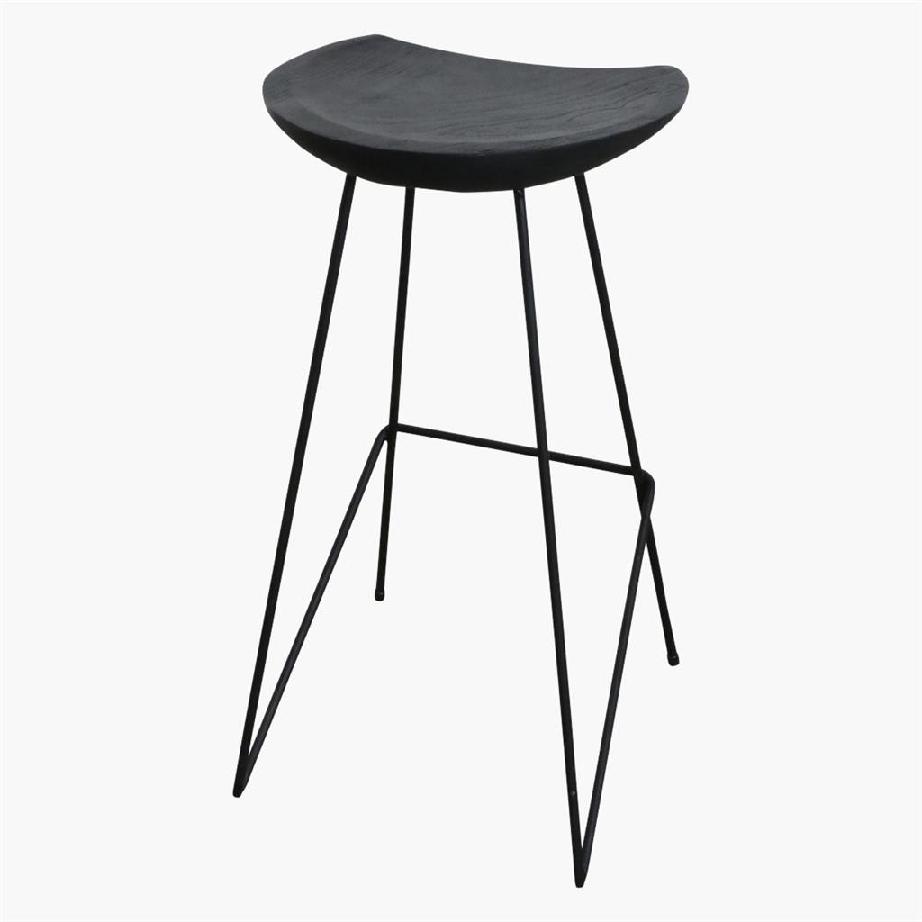Raw Materials Loft Barhocker aus Teakholz schwarz 41x42x77cm